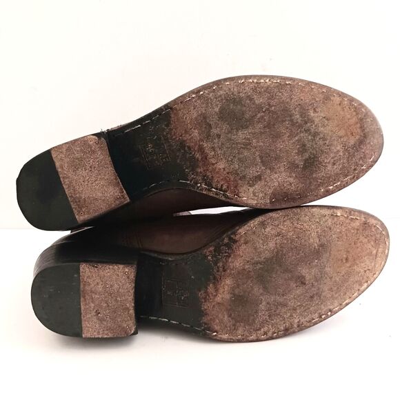 FRYE Erin Chelsea Boots Brown Leather Blk Goring  Block Heel 4001 Sz 8B Mexico - Picture 14 of 14